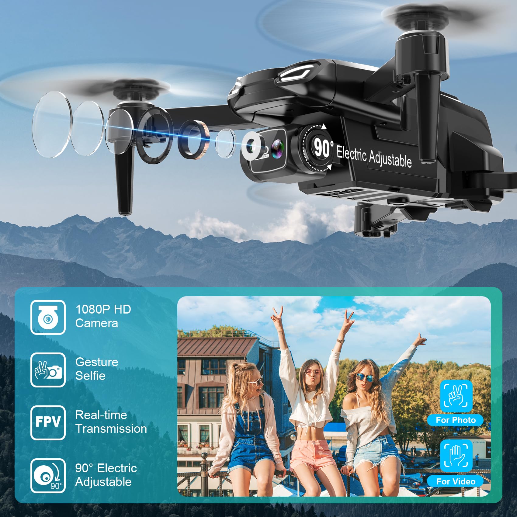 Amazon.com: Drone with 1080P Camera, Foldable Remote Control